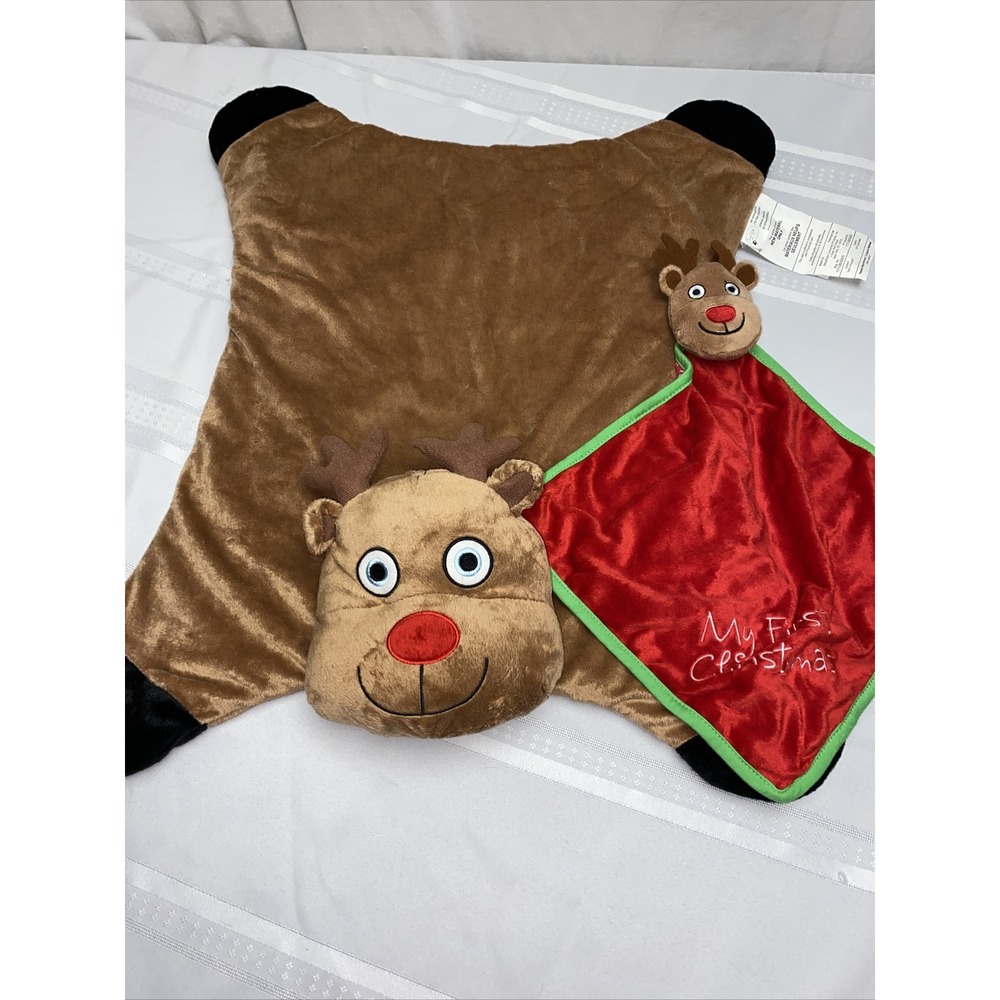 Avon Tiny Tillia Merry Christmas reindeer blanket and lovey set baby security